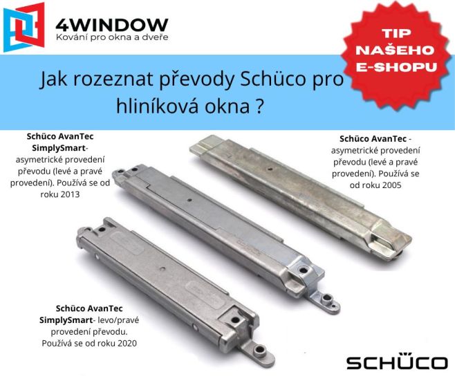 👨‍🔧 Tip z e-shopu a praxe pro Vás 😉 Začínáme se setkávat s dotazy jak rozeznat převody Schüco pro hliníková okna a...